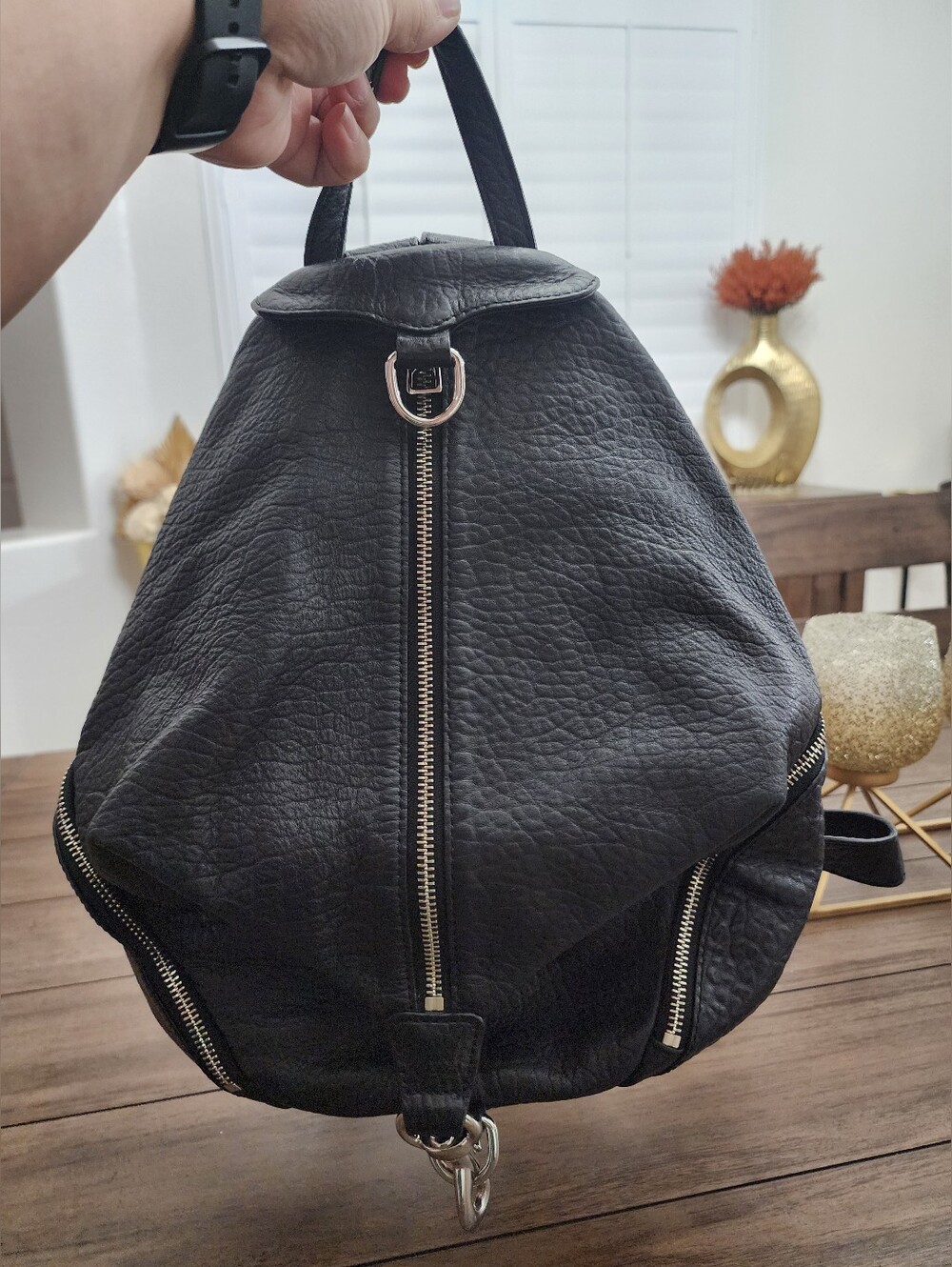 Rebecca Minkoff Black Leather Shoulder Bag with Silver Hardware
